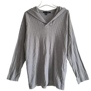 CLUB MONACO Gray‎ 100% Cotton Ribbed Knit Pullover Hoodie 23141280 Men's Small